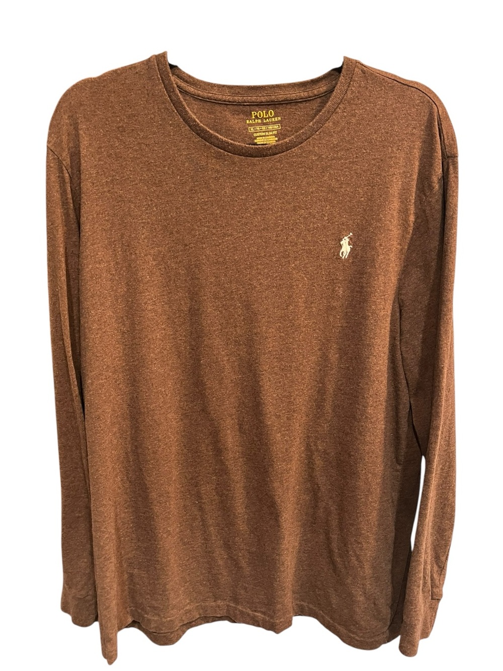 Polo Ralph Lauren Men’s Brown Long Sleeve Crewneck Tee - 100% Cotton - XL